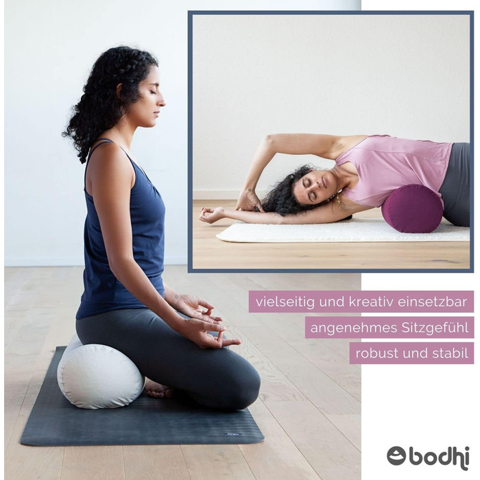 Болстер для йоги Bodhi ECO з наповнювачем з капоку, знімний чохол із 100% органічної бавовни, подушка для йоги 65x22 см, чорний, для відновлювальної йоги