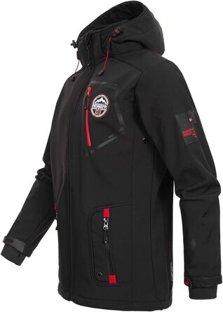 Чоловіча тактична куртка Geographical Norway Tacebook водонепроникна та дихаюча з капюшоном, демісезонна вітрівка для походів та outdoor (L, чорна)