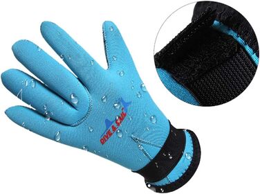 Дитячий неопреновий гідрокостюм та рукавички 3мм, антиковзаючі, для водних видів спорту, плавання, серфінгу, снорклінгу, вітрильного спорту, блакитний, M (6-9 років)