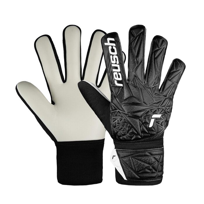 Воротарські рукавички Reusch Attrakt Starter Solid Junior (Чорні, Розмір 5) для дітей та підлітків | Зчеплення, стабільність, тренування, Kunstrasen/Naturrasen/Hartplatz