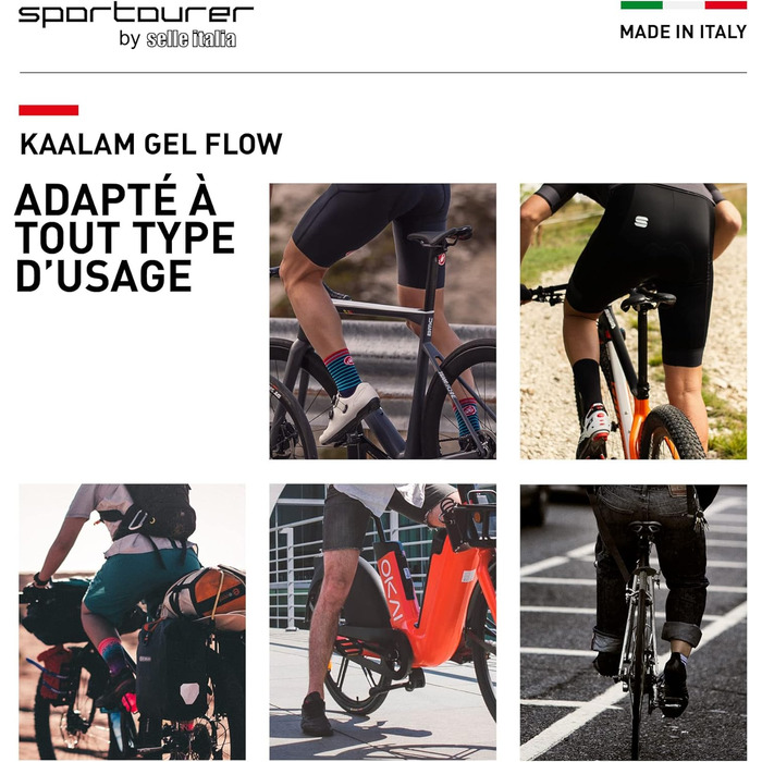 Велосипедне сідло Sportourer KAALAM Gel Flow з гелем, м'яке, водонепроникне, з відбивачем, чорне