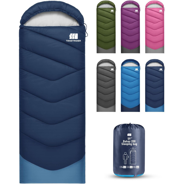 Сплячі мішки для дорослих у холодну погоду, легкі, водонепроникні, для кемпінгу, походів, відпочинку на природі та вдома (1,4 кг, темно-синій)