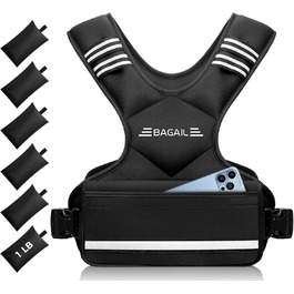 Вага для тренувань BAGAIL: регульована жилетка з відстібними вагами, 1.8-4.5 кг, чорна