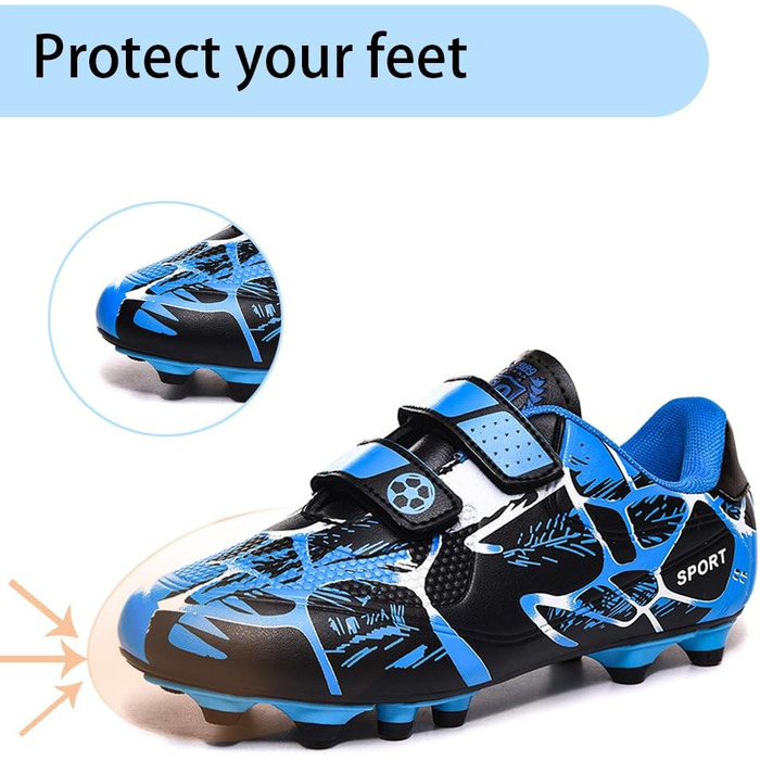 Дитячі футбольні бутси для хлопчиків та дівчаток, Outdoor, Kunstrasen, Spikes, 28-37EU (29 EU, Blue)