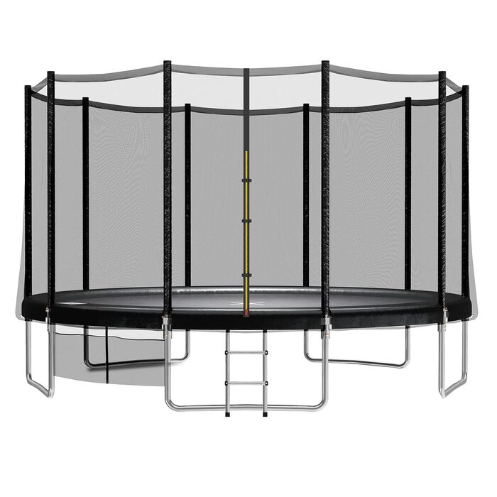 Трамплін JUMMICO Outdoor для дітей з драбиною та боковою кишеню (діаметр 366 см, чорний), сертифікований GS