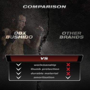 ММА рукавички DBX Bushido E1V3 для чоловіків, зручні рукавички для боксу та греплінгу, ідеально підходять для тренувань з кікбоксингу та ММА