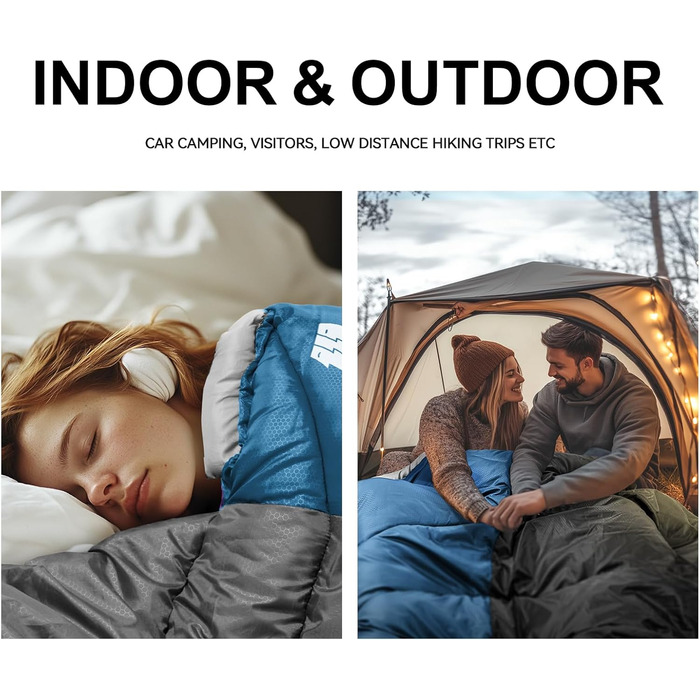 Спальний мішок для дорослих на холодну погоду, вологостійкий, легкий, блакитний (1,8 кг)