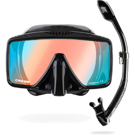 Маска для снорклінгу та дайвінгу Cressi SF1 - безкаркасна, чорно-синьо-помаранчева, універсальний розмір