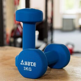 Гантелі неопровані Yate 2 x 3 кг, сині, для фітнесу, тренувань, силових вправ, антиковзкі, набір для жінок, чоловіків і дітей