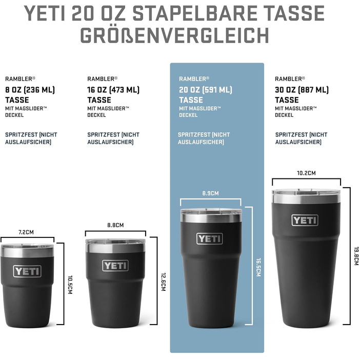 Термокружка YETI Rambler 20 oz (591 ml) з кришкою MagSlider, нержавіюча сталь, вакуумна ізоляція