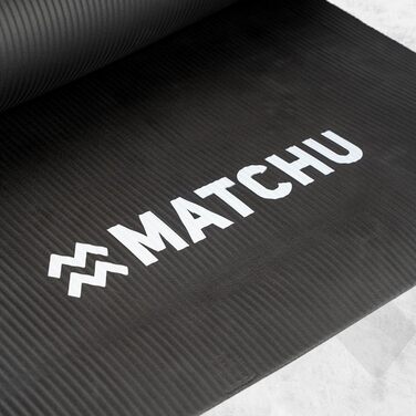 Килимок для фітнесу, йоги та спорту MATCHU 180x60x1 см, NBR, чорний + Ремінець для перенесення