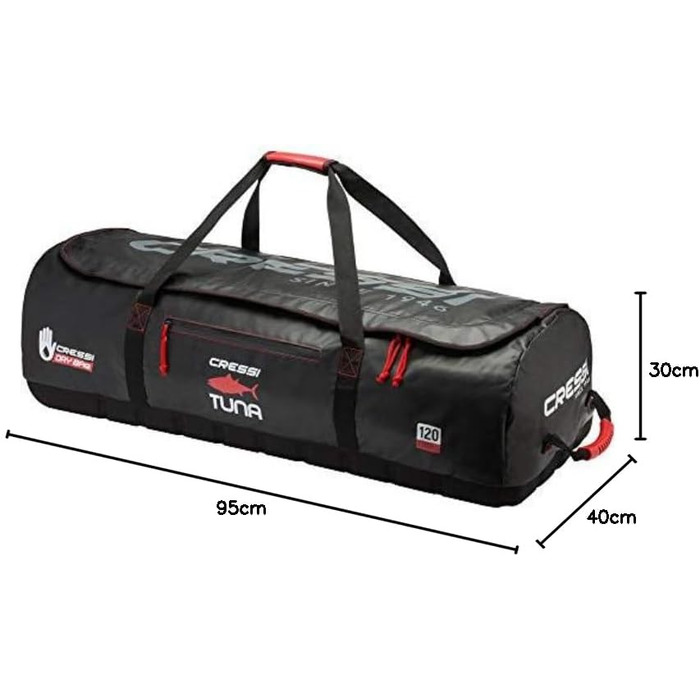 Сумка Cressi Tuna Bag 120 л, водонепроникна, чорно-червона, з колесами або без, унісекс для дорослих
