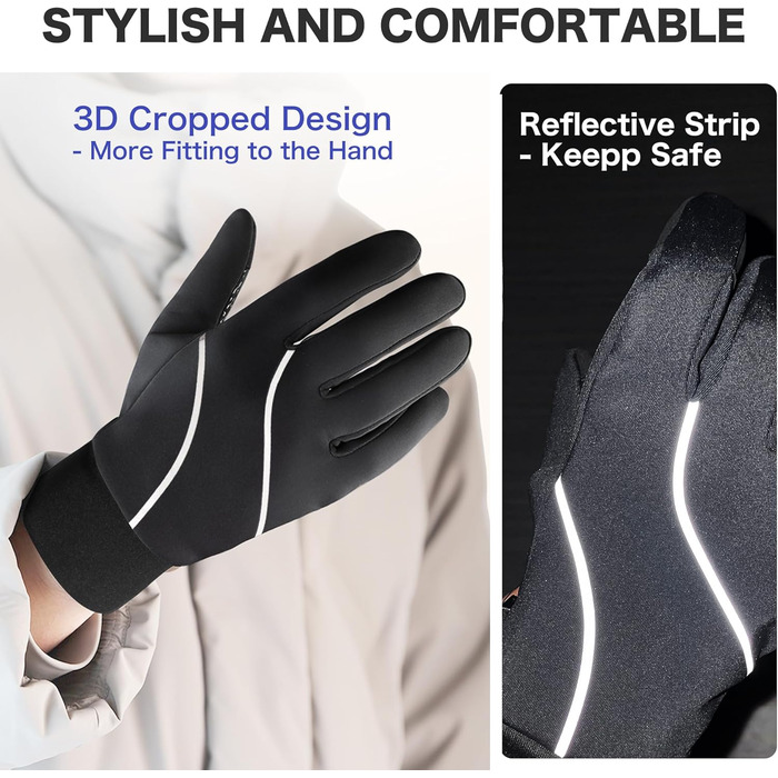 Рукавички зимові Origem Thermo з Thinsulate 3M, водонепроникні велосипедні рукавички, теплі рукавички-лайнери з антиковзким покриттям для сенсорних екранів, чорні, XS