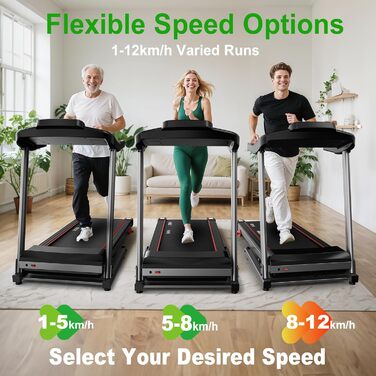 Біговий тренажер MaxVibe для дому, складаний, швидкість до 12 км/год, регулювання нахилу, 15 програм, Bluetooth, 2.5 PS, вантажопідйомність 120 кг