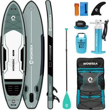 Надувна SUP-дошка WOWSEA для туризму та відпочинку, міцна та стабільна, з фібергласовим веслом, насосом та аксесуарами