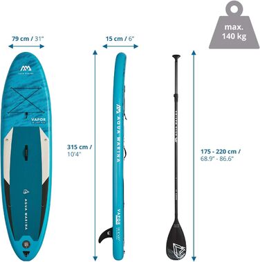 Надувна SUP-дошка AM AQUA MARINA Vapor 2021, 315x79x15 см, комплект