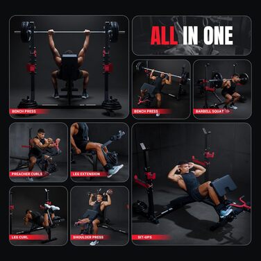 Складана тренажерна лава YOLEO 10 в 1 для дому: регульована, з полицями для дисків, для пресу та згинання ніг