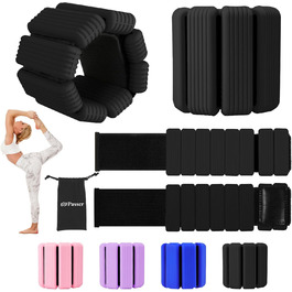 Набір фітнес-ваги для ніг та рук (2 шт., по 0,5 кг) - ваги-манжети для рук, ніг, 1 кг, регульовані. Підходять для фітнесу, йоги, пілатесу, аеробіки, ходьби, плавання. Чорний колір.