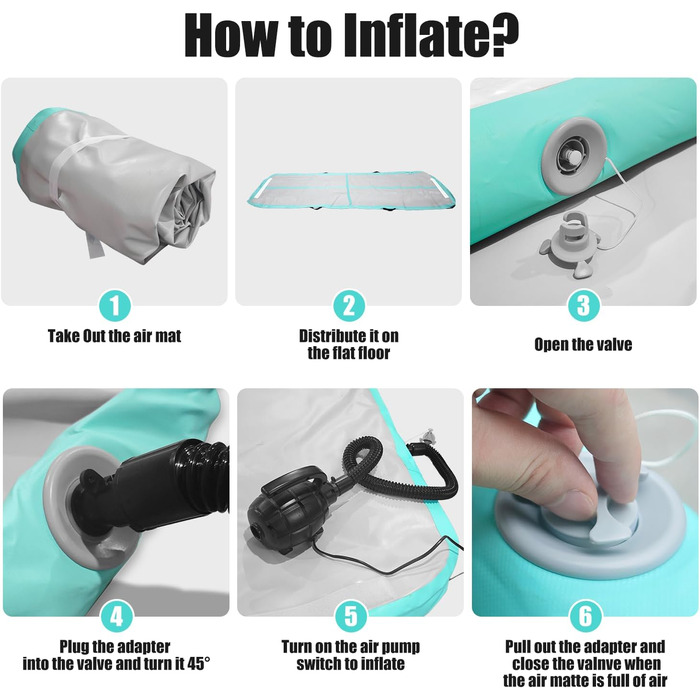 Надувна гімнастична матка Tumble Track, 3м/4м/5м, 10см, антиковзаюча, для дому, спорту, йоги, фітнесу, челедингу, водного спорту (зелена, 300x100x10 см)