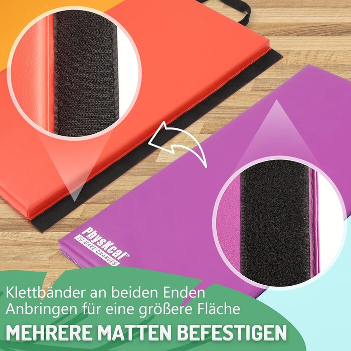 Складаний гімнастичний мат для фітнесу та tumbling 195x75x3 см з ручками, м'який спортивний мат для дітей та активних ігор (Beschwingt)