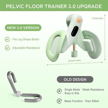 Тренер для впрас для тазового дна для жінок, обладнання для тренування тазового дна, безпечний обертання на 360°, плавне регулювання ваги 7-16 кг, обладнання для фітнесу для дому, зелений, без лічильника