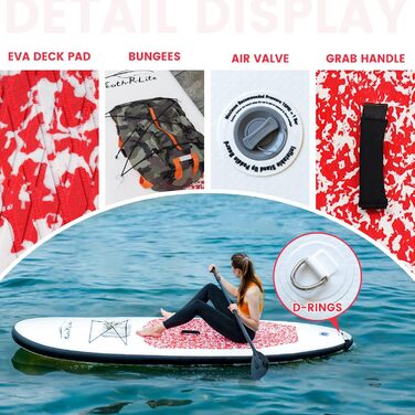 Надувний SUP Paddleboard FunWater для дорослих. Комплект: весло, насос, рюкзак, лінія. Зелено-білий (10' структура мармуру рожева)