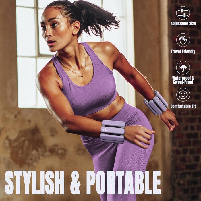 Набір манжет для ніг Sportneer 2 шт. (0,5 кг та 1 кг) для йоги, танців, аеробіки, фітнесу, ліловий