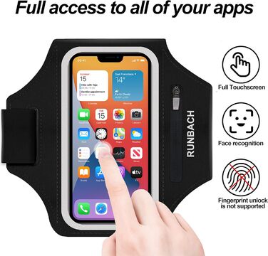 Спортивний браслет на руку RUNBACH для Google Pixel 8/8 Pro/7/7a/7 Pro/6/6a/6 Pro/5/5a/4/4a/4XL/3a/3 XL, водонепроникний, з кишенею на блискавці для Pixel Buds та ключів (чорний)
