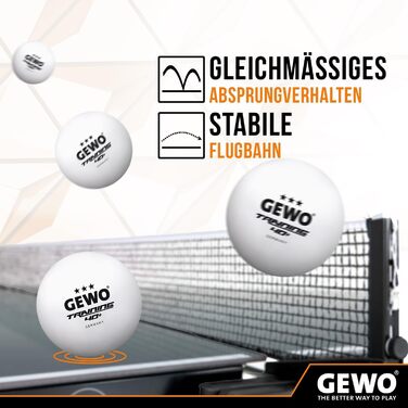 Набір тенісних м'ячів GEWO для тренувань 40+ - 3 зірки, ABS пластик, діаметр 40+ мм, 24 шт.