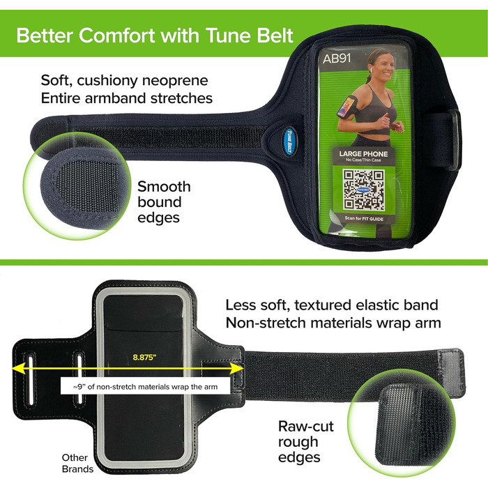 Браслет-тримач для телефону Tune Belt AB91 (iPhone 16/15/14/13/12, 11-16 Pro, 16e, Galaxy S24/S23) - Чорний