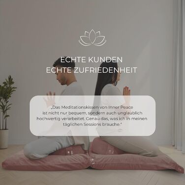 Йога подушка Inner Peace Round Cord 33x16 см XL | Подушка для медитації | Bio-Baumwolle та Bio-Dinkelfüllung | Йога подушка для сидіння | Зроблено в Німеччині (Calm Pink)