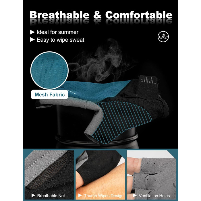 Велосипедні рукавички INBIKE для чоловіків, халявні, літні, ударостійкі, еластичні, дихаючі, світловідбиваючі, IHC215, синій, XL