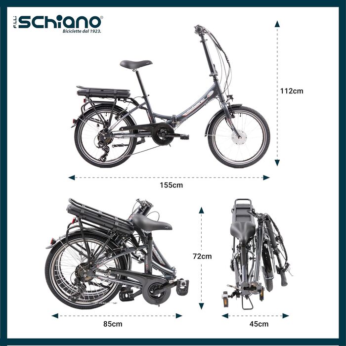 Електровелосипед F.lli Schiano E-Star 20'' складаний, 7-ступеневий, для дорослих, чоловіків і жінок, до 25 км/год, комфортний міський e-bike з мотором