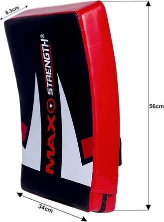 MAXSTRENGTH гелевий ударний щит для кікбоксингу, зігнута лапа для Муай Тай, захист для ударів, тренування з карате та єдиноборств, товщина 8,3 см, чорний/червоний (1 шт.)