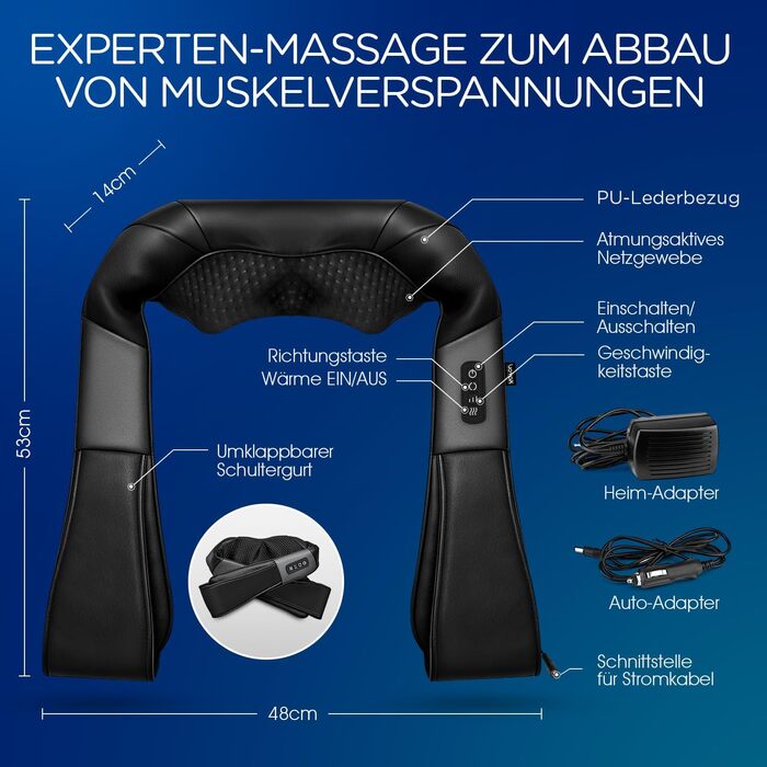 Масажер для шиї та плечей VOYOR-HEALTH PJ100 з інфрачервоним підігрівом, 4D Shiatsu масаж для спини та попереку, універсальний для дому, авто та офісу, чорний