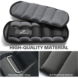 Штанги на щиколотки Sportneer, регульовані, 0,9-4,5 кг, для фітнесу, занять спортом, ходьби, бігу (2,2 кг на щиколотку, 4,5 кг пара, темно-сірий)