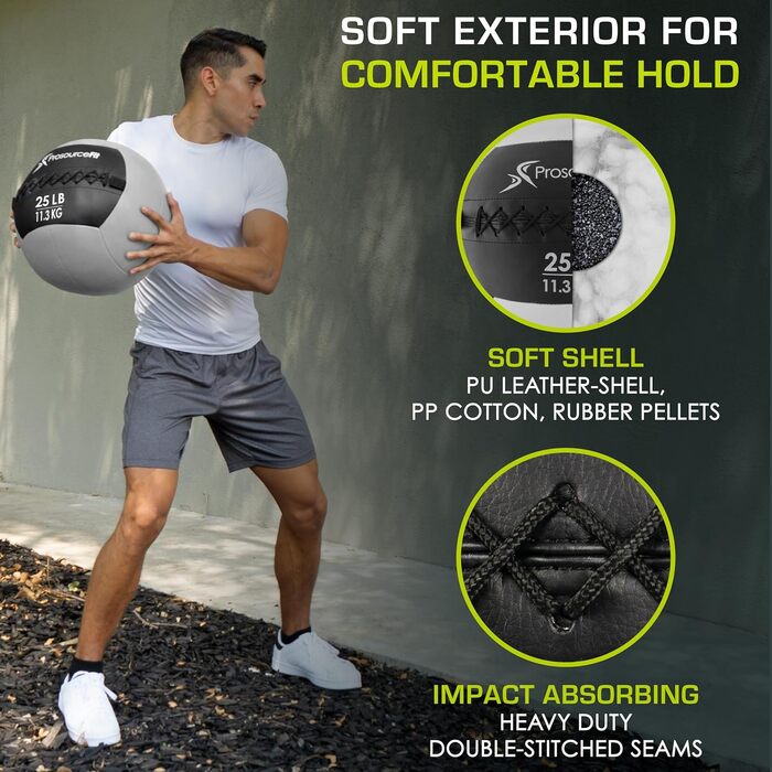 М'яч для фітнесу ProsourceFit Soft Medicine Ball для динамічних вправ, Wall Ball, м'який тренувальний снаряд для фулбоді тренувань