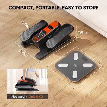 Електричний міні кросс-тренажер Dripex для дому з пультом, 12 швидкостей та 6 програмами (Orange)