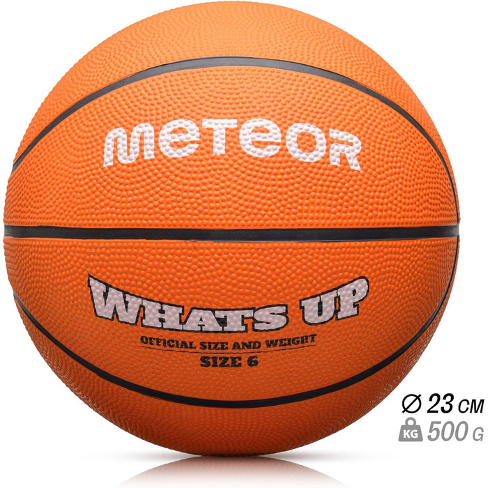 Дитячий баскетбольний м'яч Meteor What's UP, розмір 1-7, м'який, для дітей 4-8 років, навчальний, помаранчевий