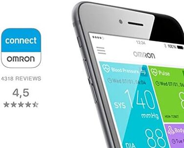 OMRON Viva – розумні ваги-аналізатор складу тіла з Bluetooth і додатком, вимірювання жирової маси, ваги, вісцерального жиру, м'язової маси, базового обміну та ІМТ; для 4 користувачів, тонометр з Bluetooth