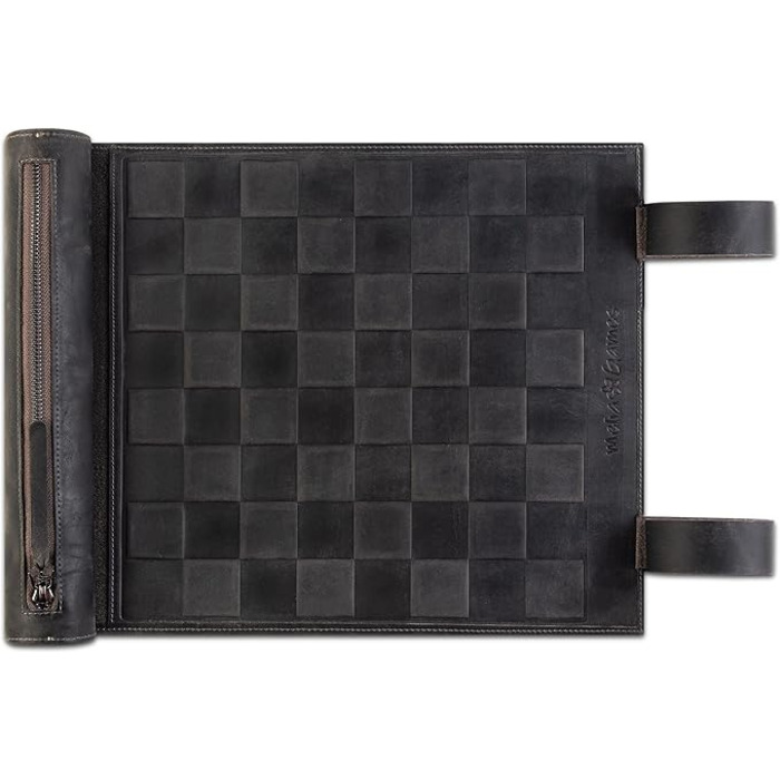 Дорожні шахи Melia Games із натуральної шкіри з дерев'яними фігурами, вінтаж, компактні, ручна робота, з дефектом зовнішнього вигляду (Tobacco)