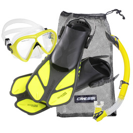 Набір для снорклінгу Cressi BONETE Deluxe (маска, трубка, ласти, сітка) - жовтий - розмір S/M - 36/42