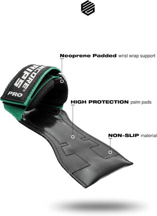 Лямки для силових тренувань та бодібілдингу Zughilfen Grip Pads з підтримкою зап'ясть та швидкою фіксацією, колір Mint, розмір L