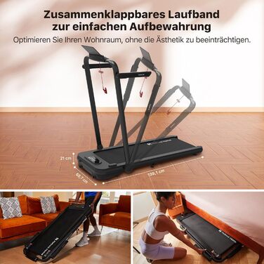 Електричний біговий тренажер Mobvoi Home Laufband SE 2.5 PS, 12 км/год, компактний, складний, з пультом ДУ, для дому, з додатком TicSports, чорний