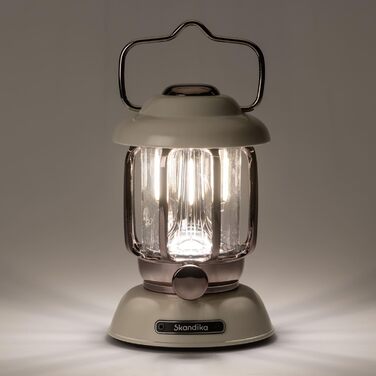 Кемпінговий ліхтар Skandika Forsol LED Retro стиль | Акумулятор 4400mAh, регулювання яскравості, для кемпінгу, саду, декору, походів, зелений