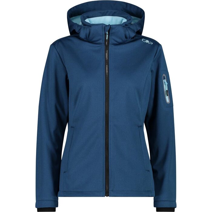 Жіноча куртка-вітровка CMP Softshell з капюшоном та блискавкою, колір Majolika Mel. (блакитний), розмір XS