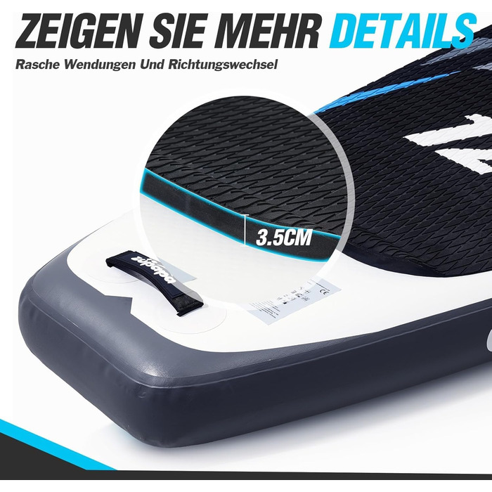 Надувний SUP Борд Zupapa 320/366см | Stand Up Paddle Board з сидінням для каяка | Комплект аксесуарів чорно-біло-сірий