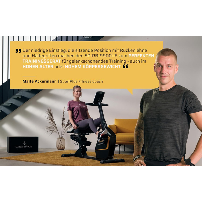 Спортивний лежачий велотренажер SportPlus з магнітною системою, 24 рівнями навантаження, LCD-дисплеєм, вимірюванням пульсу, до 150 кг