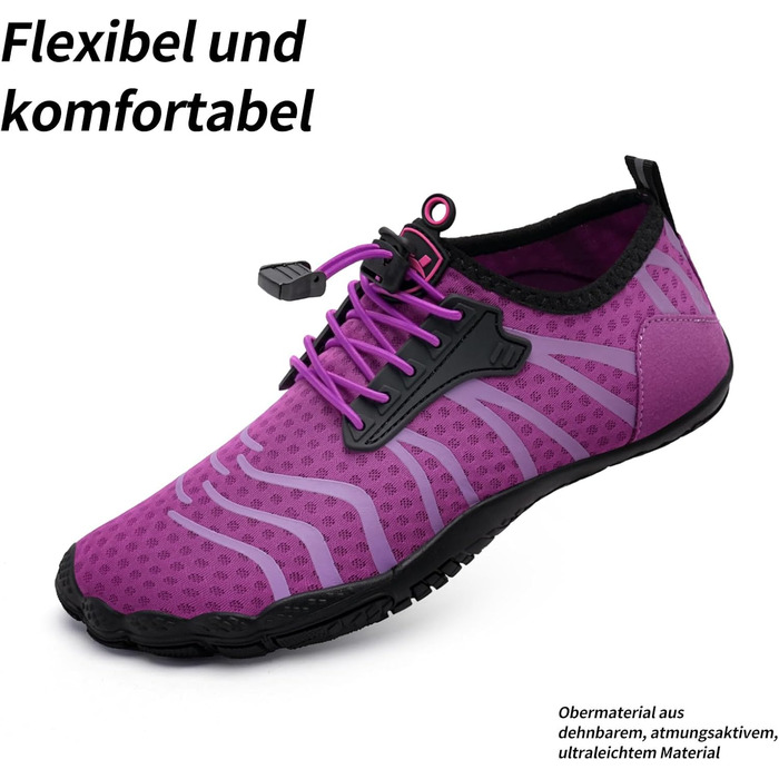 Водні шкарпетки WateLves: чоловічі та жіночі, для плавання, трейлраннінгу та фітнесу, швидко сохнуть, з неслизькою підошвою, широка носова частина, білі, помаранчеві (фіолетові, 39 EU)