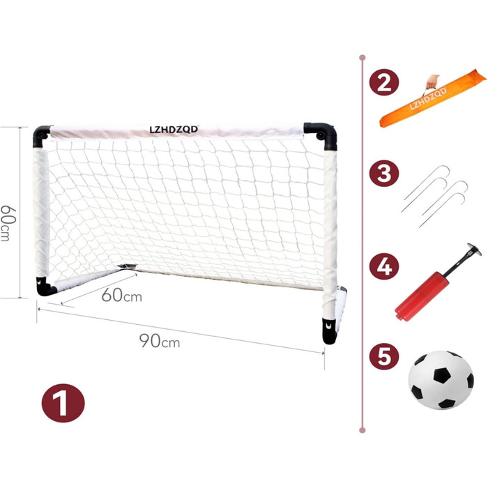 Дитячі складані ворота для футболу 60x45/90x60/115x80 см - ідеальний подарунок для гри в саду, в приміщенні або на вулиці. Білі ворота + м'яч для футболу